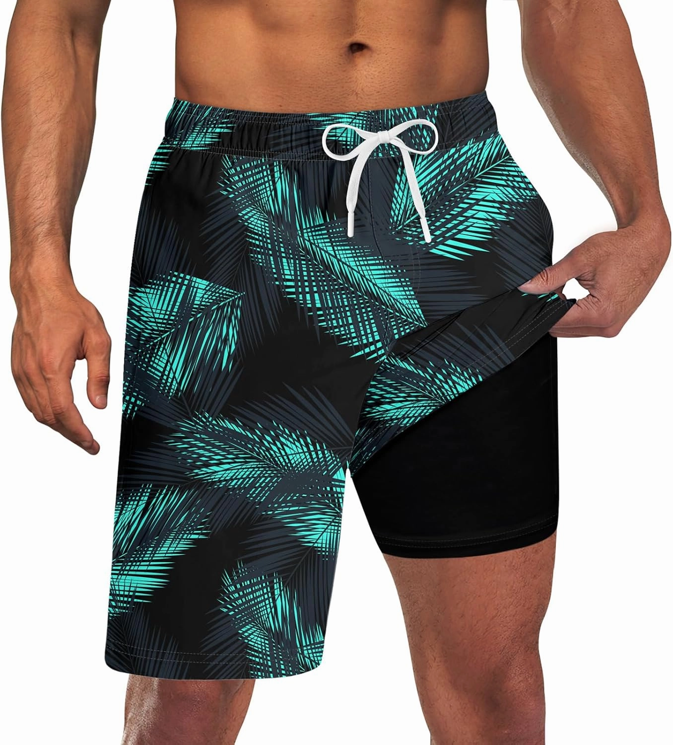 UNICOMIDEA Men Swim Trunks with Compression Liner 9 Inch Long Board Shorts
