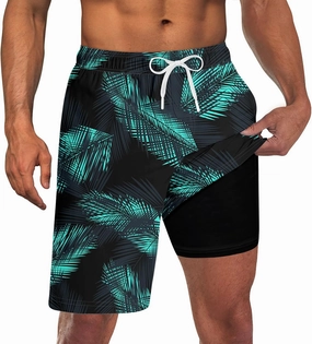 UNICOMIDEA Men Swim Trunks with Compression Liner 9 Inch Long Board Shorts