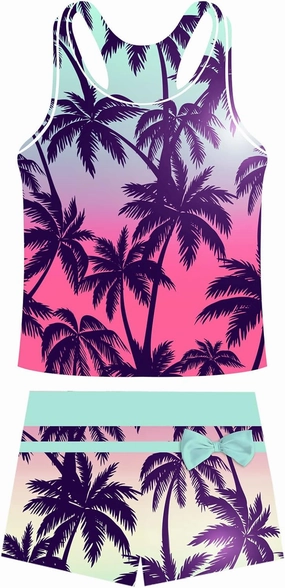 UNIFACO Girls Swimsuits Two Piece Tankini Bathing Suits Boyshort Summer Beach Rash Guard Swimwear for 4-13T