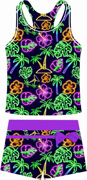 UNIFACO Girls Swimsuits Two Piece Tankini Bathing Suits Boyshort Summer Beach Rash Guard Swimwear for 4-13T