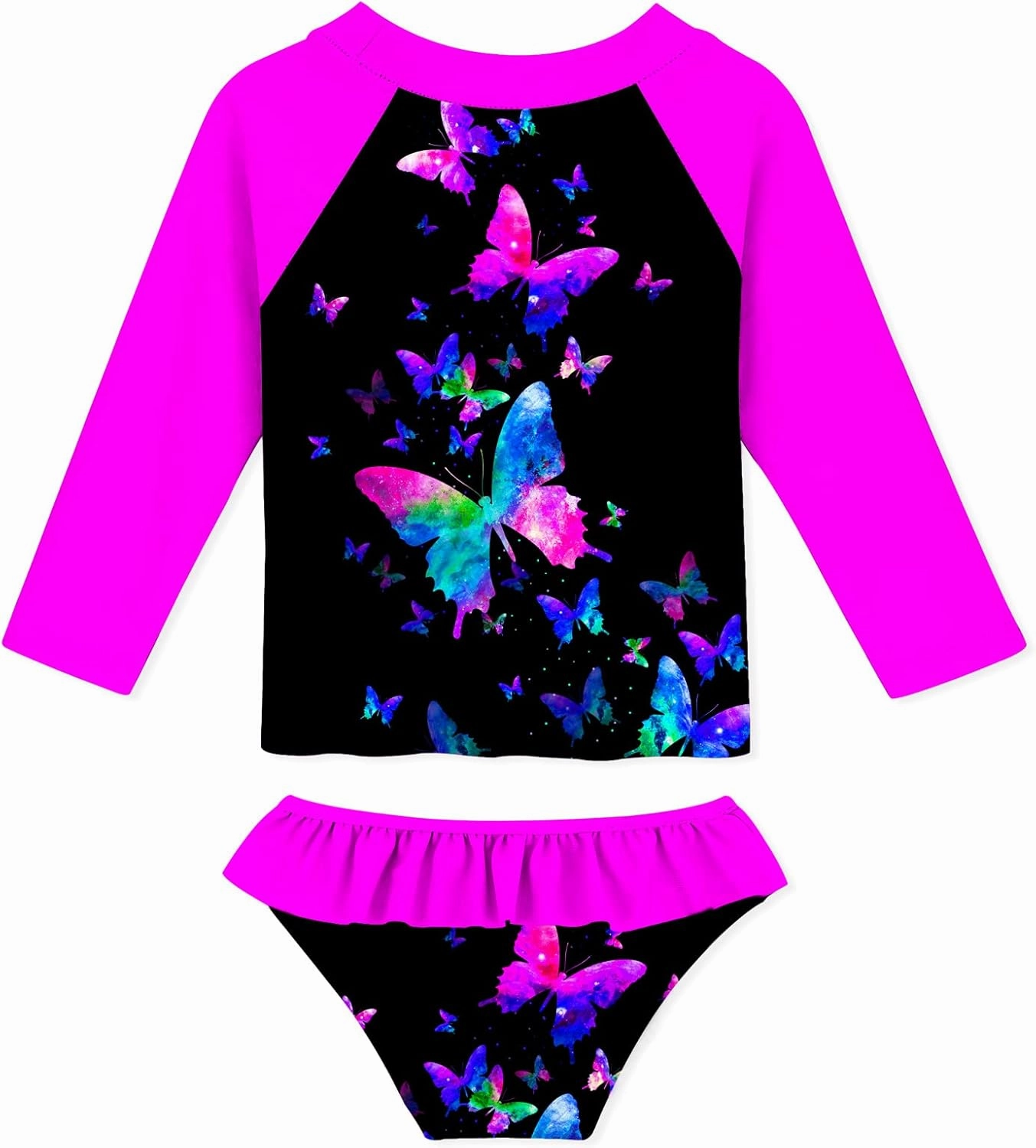 UNIFACO Toddler Girls Swimsuit Rashguard Set Summer Beach Breathable Tankini with UPF 50  Sun Protection 2-8T