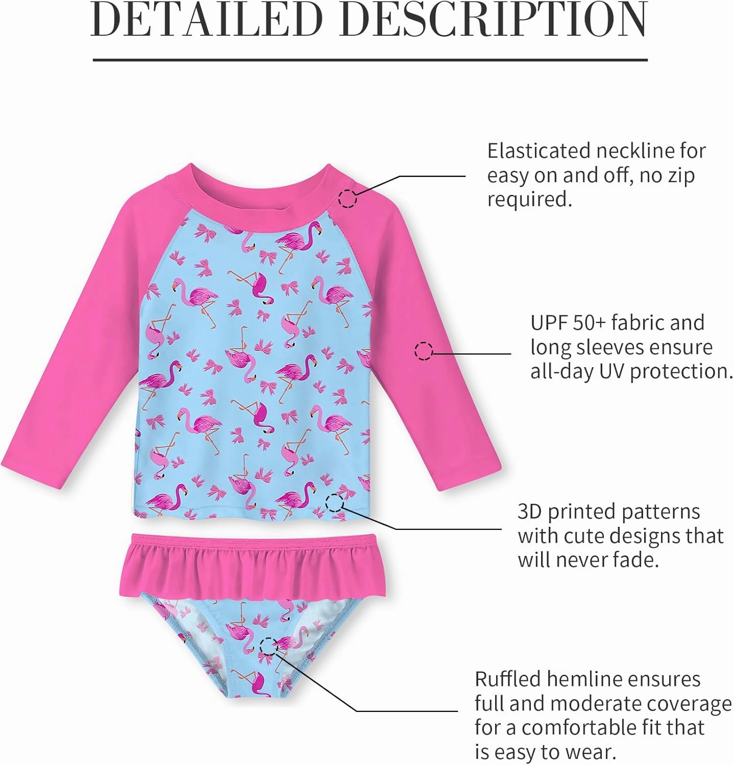 UNIFACO Toddler Girls Swimsuit Rashguard Set Summer Beach Breathable Tankini with UPF 50  Sun Protection 2-8T