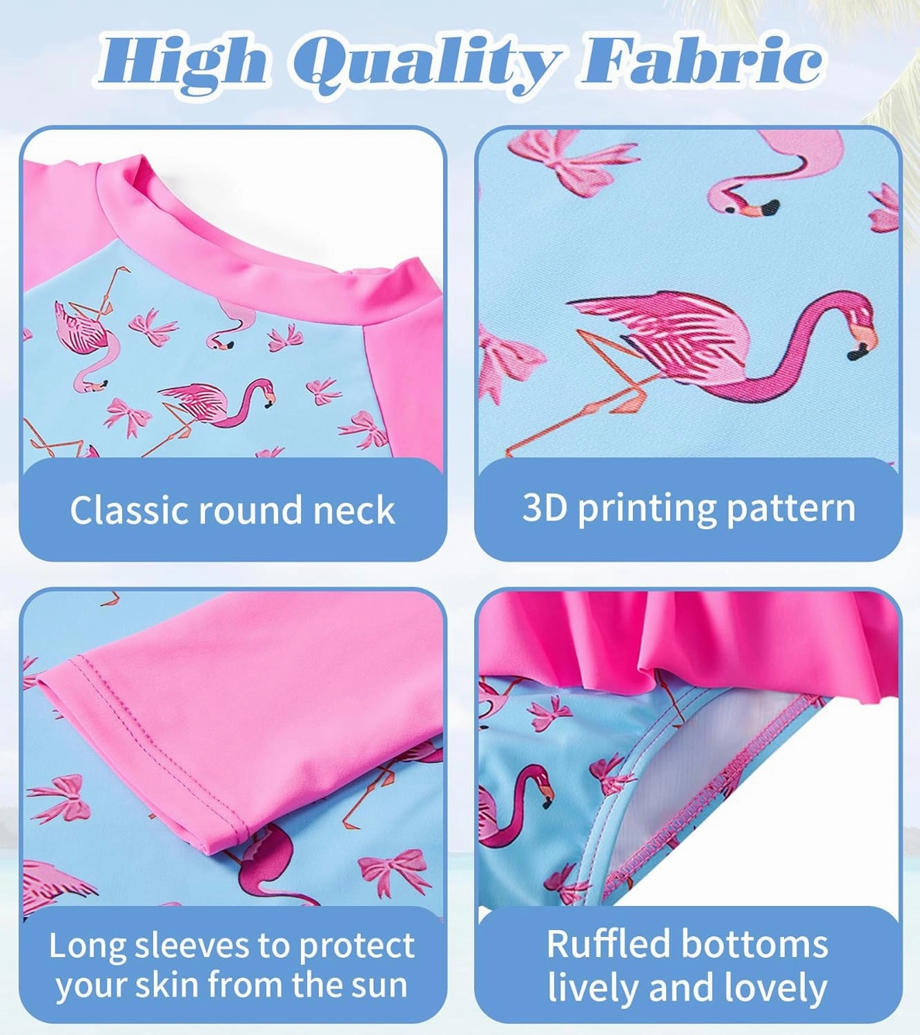 UNIFACO Toddler Girls Swimsuit Rashguard Set Summer Beach Breathable Tankini with UPF 50  Sun Protection 2-8T