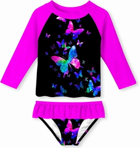 UNIFACO Toddler Girls Swimsuit Rashguard Set Summer Beach Breathable Tankini with UPF 50  Sun Protection 2-8T