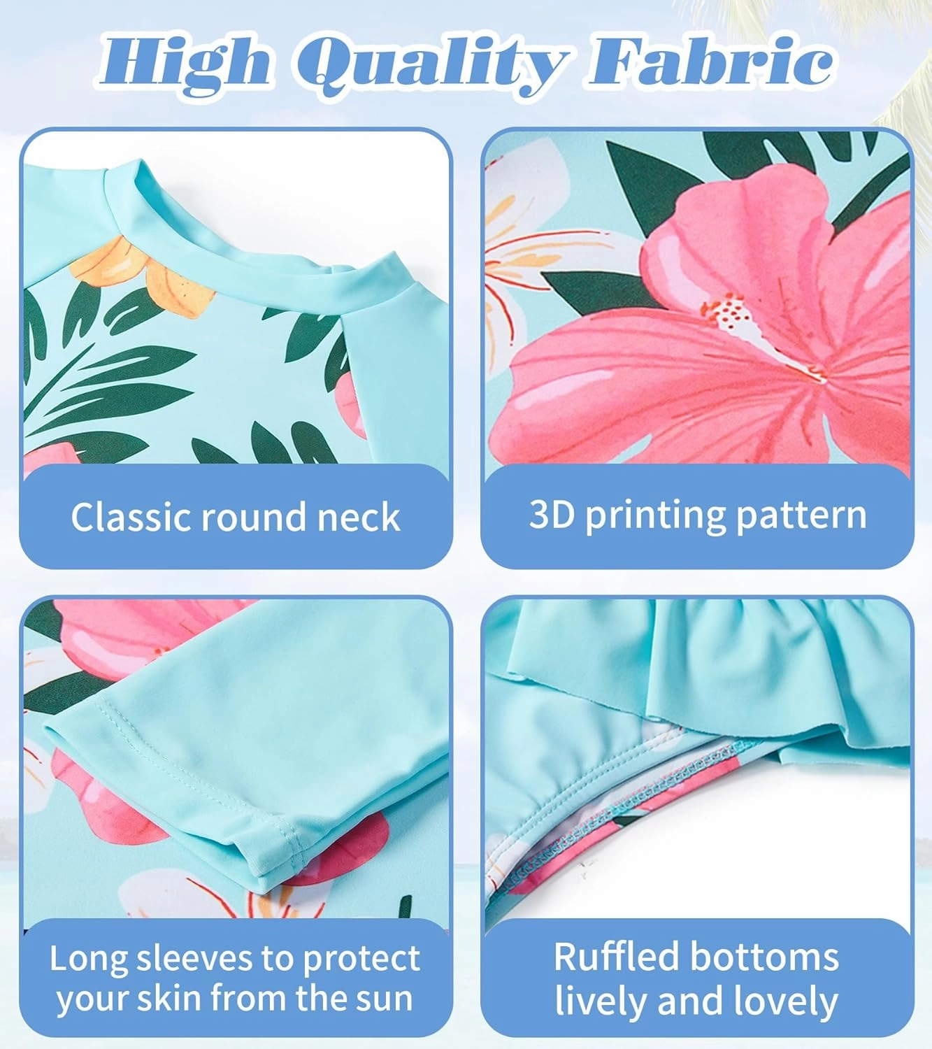 UNIFACO Toddler Girls Swimsuit Rashguard Set Summer Beach Breathable Tankini with UPF 50  Sun Protection 2-8T