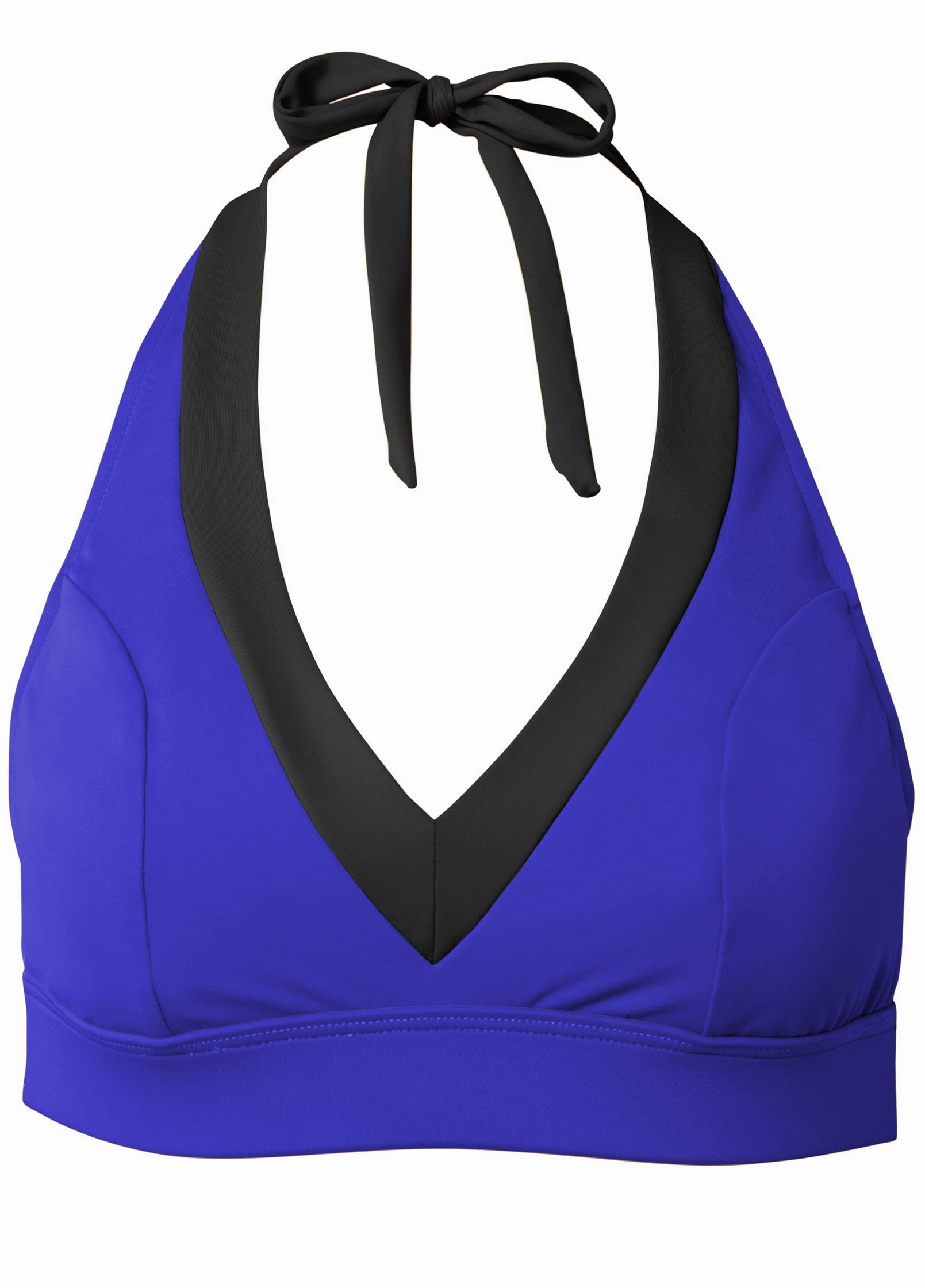 V-Neck Halter Bikini Top - Cobalt & Black