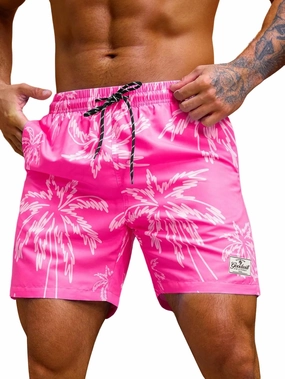 Verdusa Men's Drawstring Waist Swimwear Beach Shorts Swim Trunks with Pockets