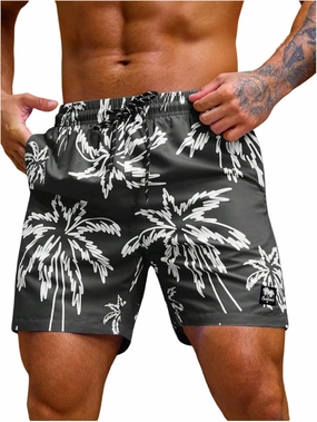 Verdusa Men's Drawstring Waist Swimwear Beach Shorts Swim Trunks with Pockets