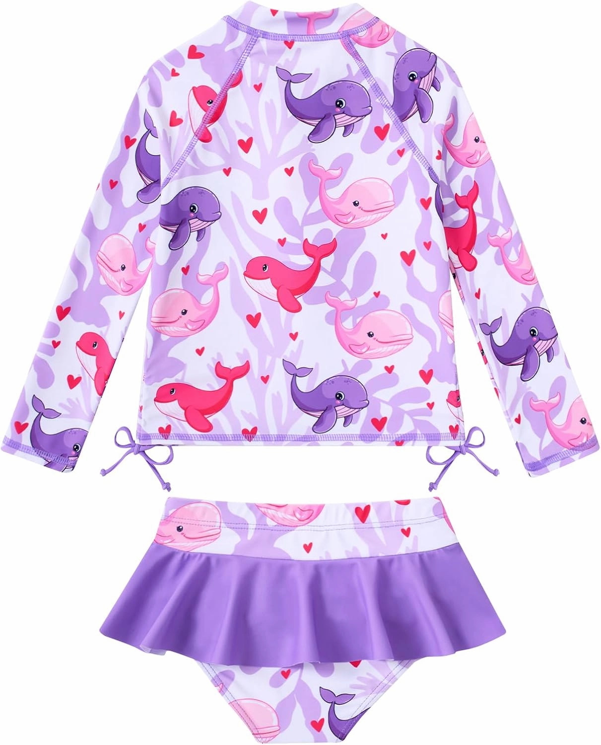 Vieille Toddler Girls Swimsuit 2 Piece Rash Guard Sets Long Sleeve Bathing Suit with UPF 50  Sun Protection 2-6 Years