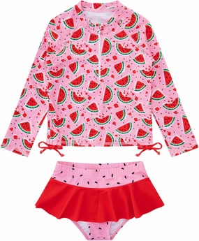 Vieille Toddler Girls Swimsuit 2 Piece Rash Guard Sets Long Sleeve Bathing Suit with UPF 50  Sun Protection 2-6 Years