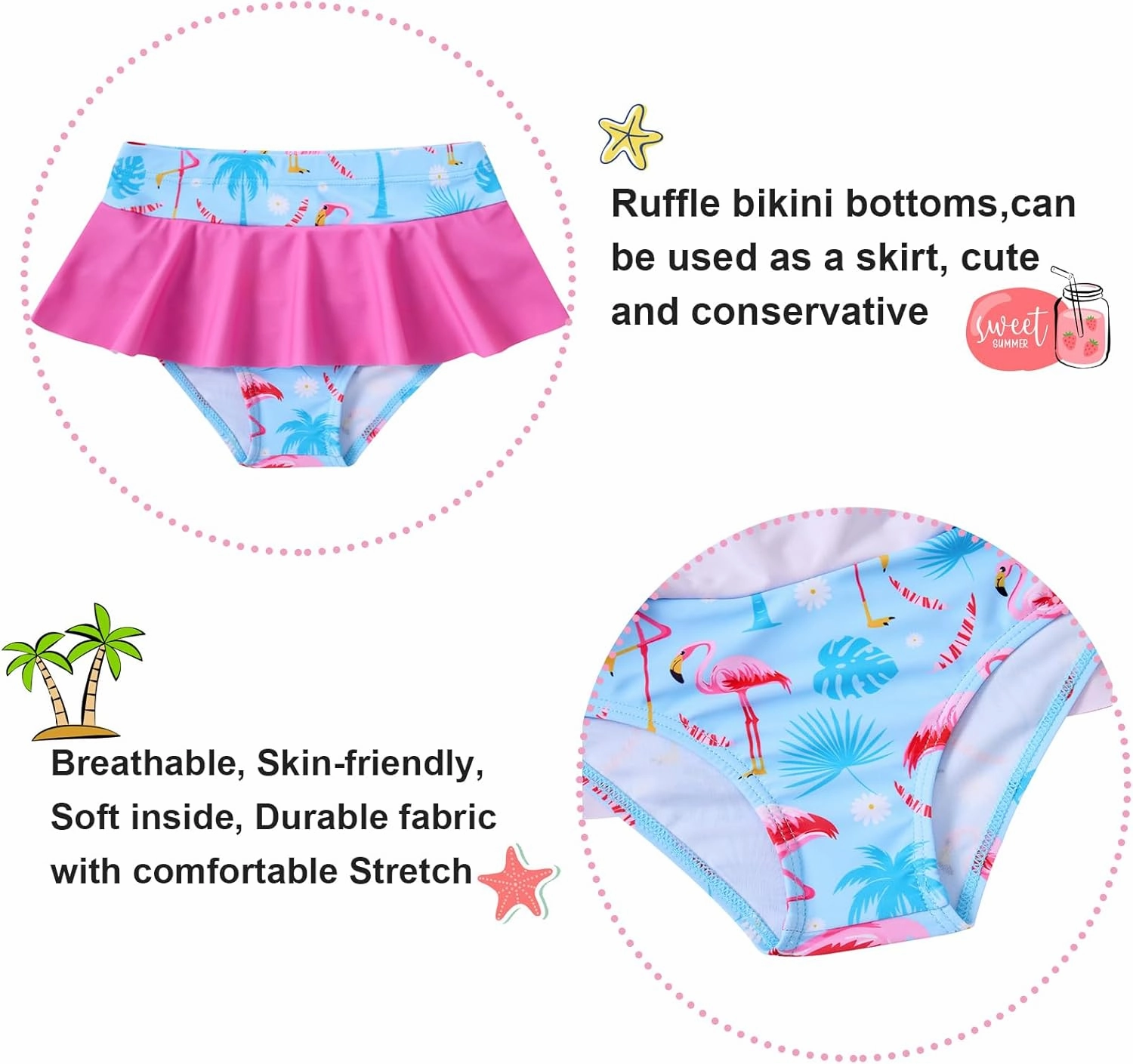 Vieille Toddler Girls Swimsuit 2 Piece Rash Guard Sets Long Sleeve Bathing Suit with UPF 50  Sun Protection 2-6 Years