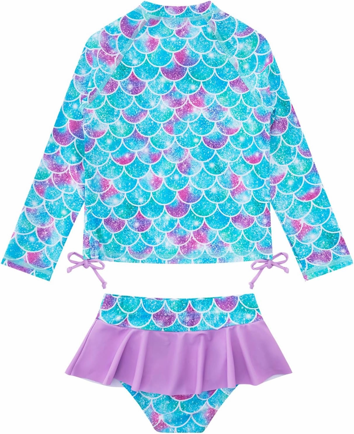 Vieille Toddler Girls Swimsuit 2 Piece Rash Guard Sets Long Sleeve Bathing Suit with UPF 50  Sun Protection 2-6 Years