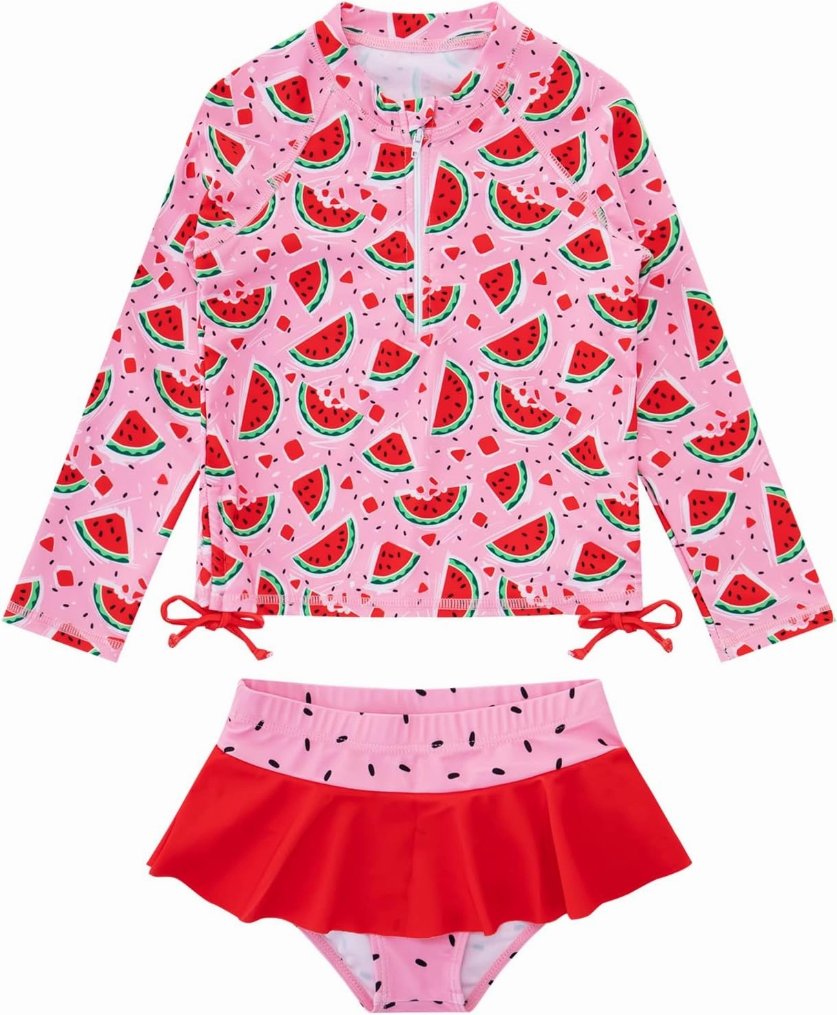 Vieille Toddler Girls Swimsuit 2 Piece Rash Guard Sets Long Sleeve Bathing Suit with UPF 50  Sun Protection 2-6 Years