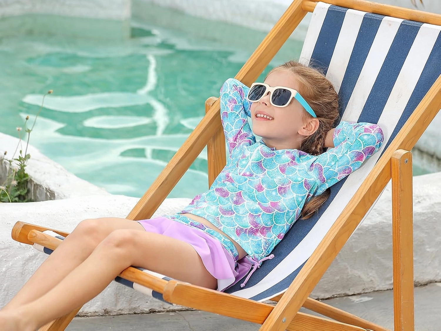 Vieille Toddler Girls Swimsuit 2 Piece Rash Guard Sets Long Sleeve Bathing Suit with UPF 50  Sun Protection 2-6 Years