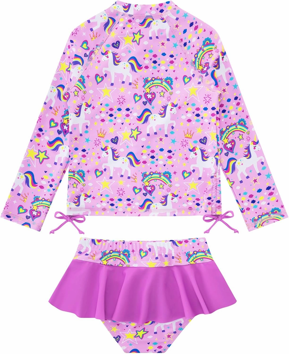 Vieille Toddler Girls Swimsuit 2 Piece Rash Guard Sets Long Sleeve Bathing Suit with UPF 50  Sun Protection 2-6 Years