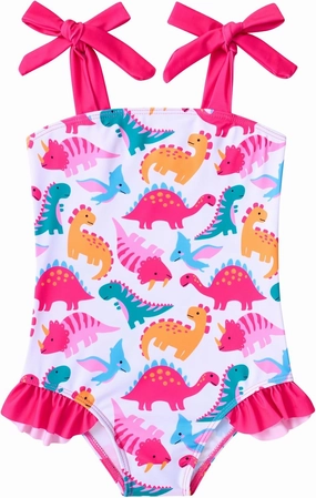 Vieille Toddler Girls Swimsuits Ruffle Bathing Suits One Piece Swimwear 2-6T