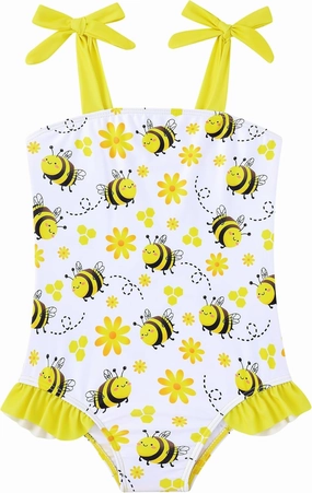 Vieille Toddler Girls Swimsuits Ruffle Bathing Suits One Piece Swimwear 2-6T