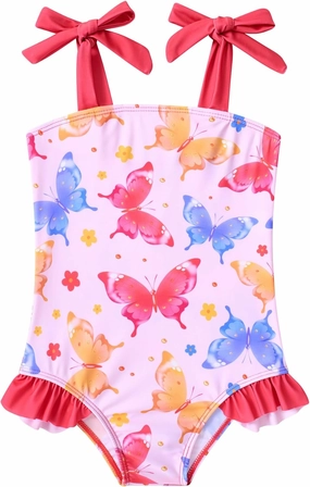 Vieille Toddler Girls Swimsuits Ruffle Bathing Suits One Piece Swimwear 2-6T