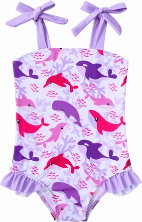 Vieille Toddler Girls Swimsuits Ruffle Bathing Suits One Piece Swimwear 2-6T