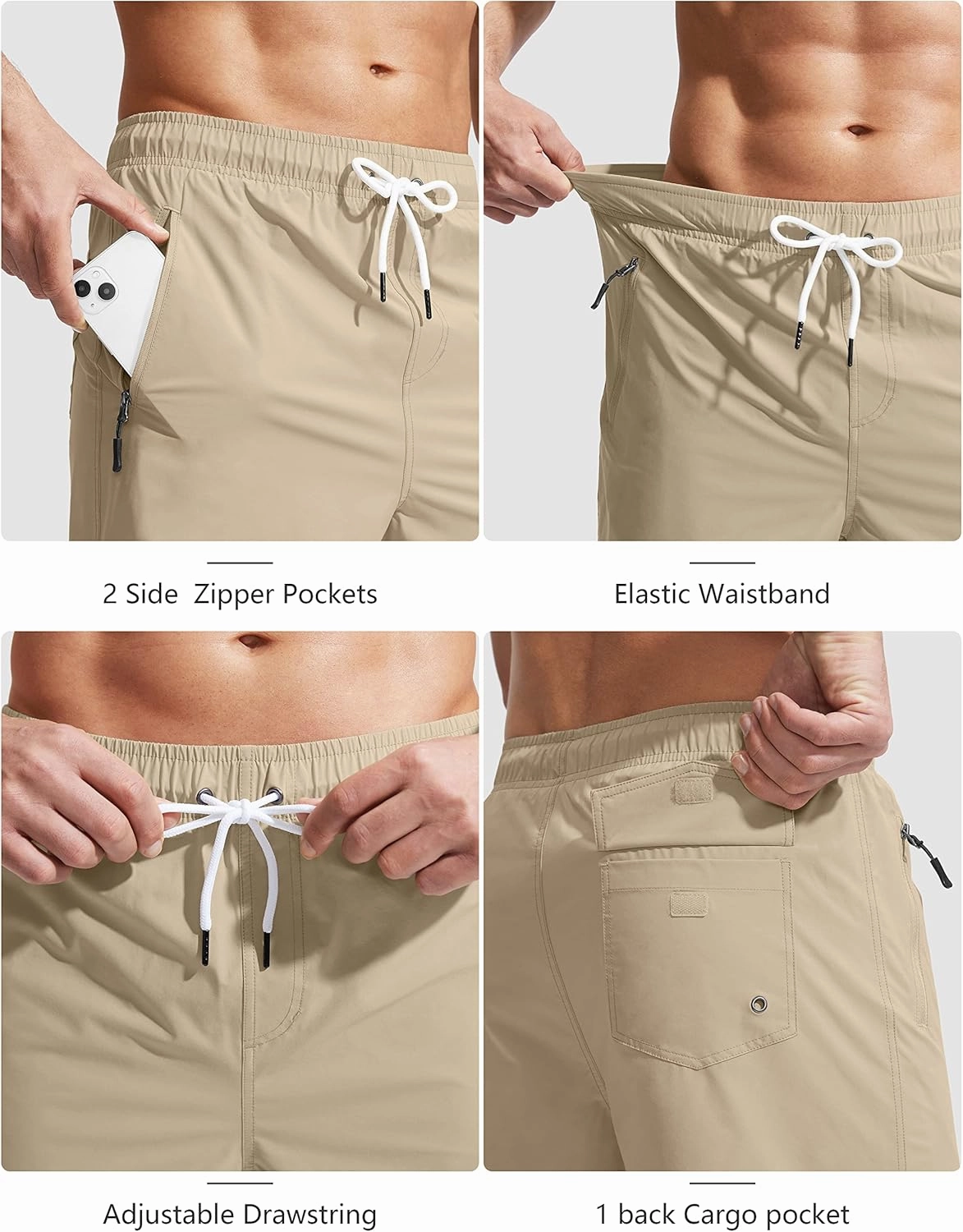 Viodia Men's Swim Trunks with Compression Liner Quick Dry Board Shorts Swimsuit Swimwear for Men with Zipper Pockets