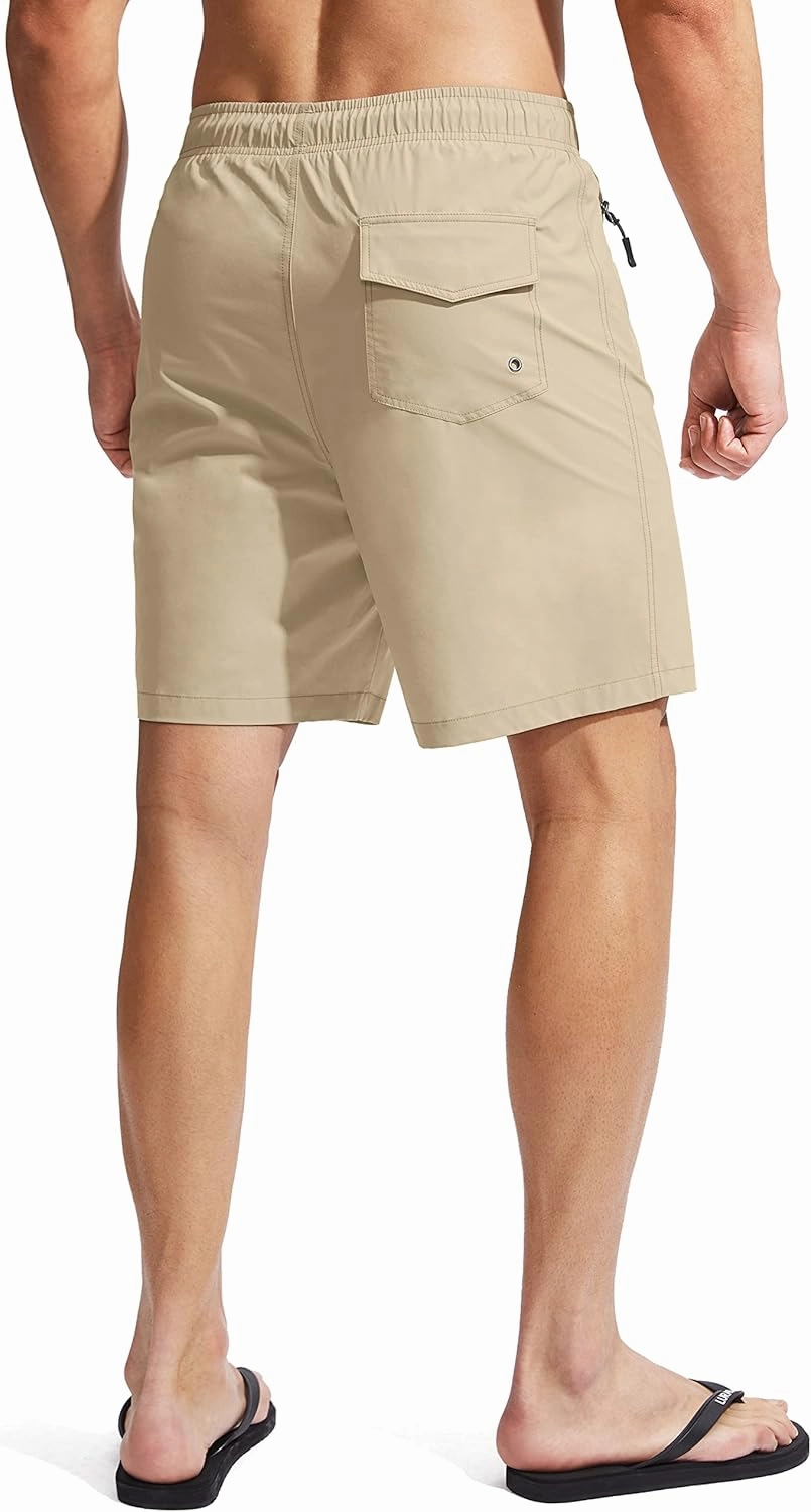 Viodia Men's Swim Trunks with Compression Liner Quick Dry Board Shorts Swimsuit Swimwear for Men with Zipper Pockets
