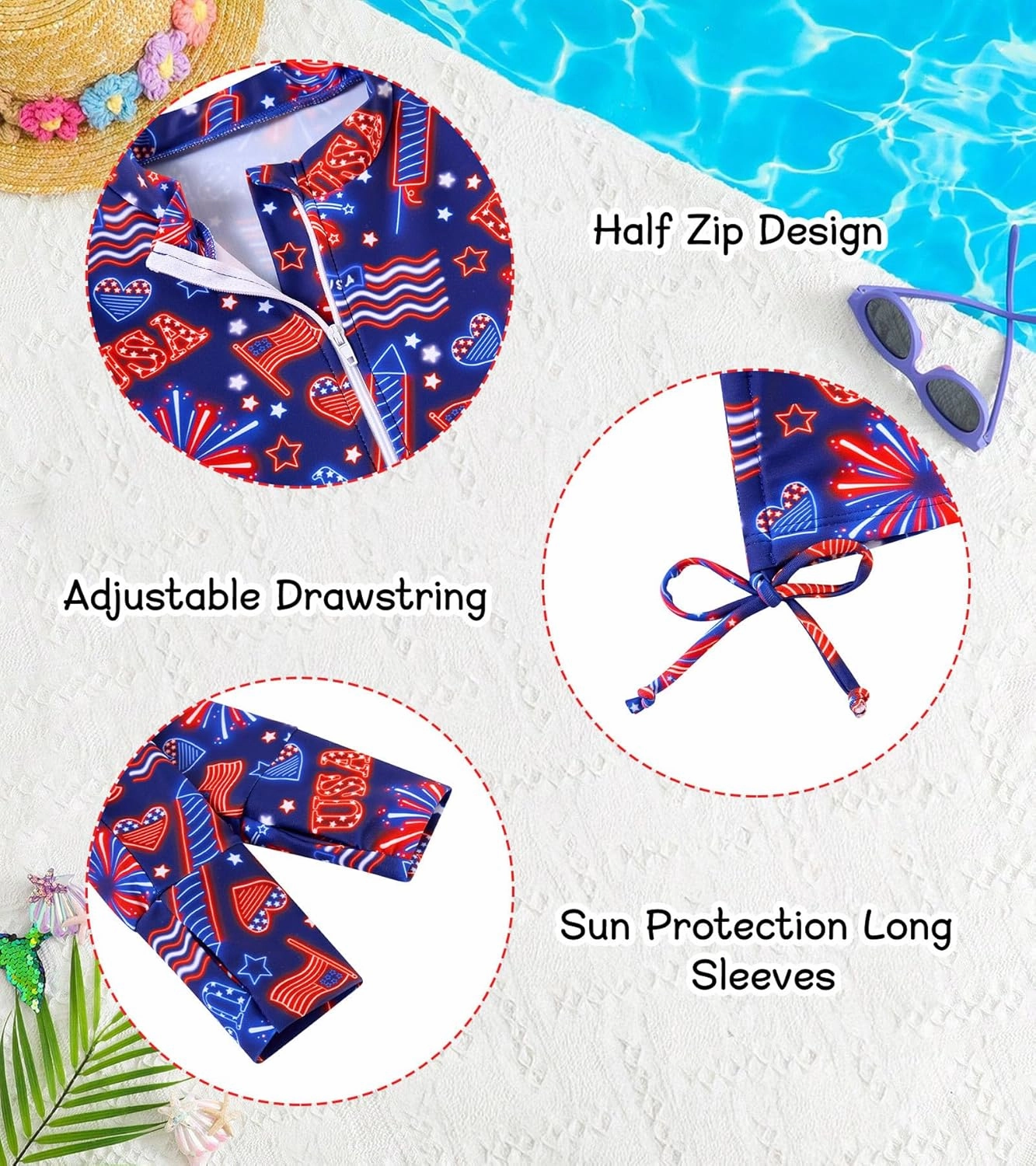 Vogseek 3-12T Girls Rash Guard 2 Pieces Bathing Suit Long Sleeve Swimsuit Swimming Skirt with Shorts Swimwear