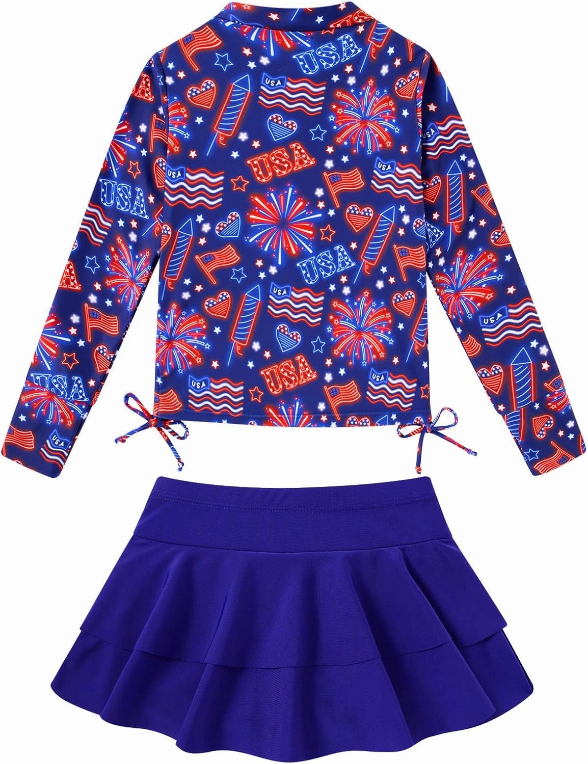 Vogseek 3-12T Girls Rash Guard 2 Pieces Bathing Suit Long Sleeve Swimsuit Swimming Skirt with Shorts Swimwear