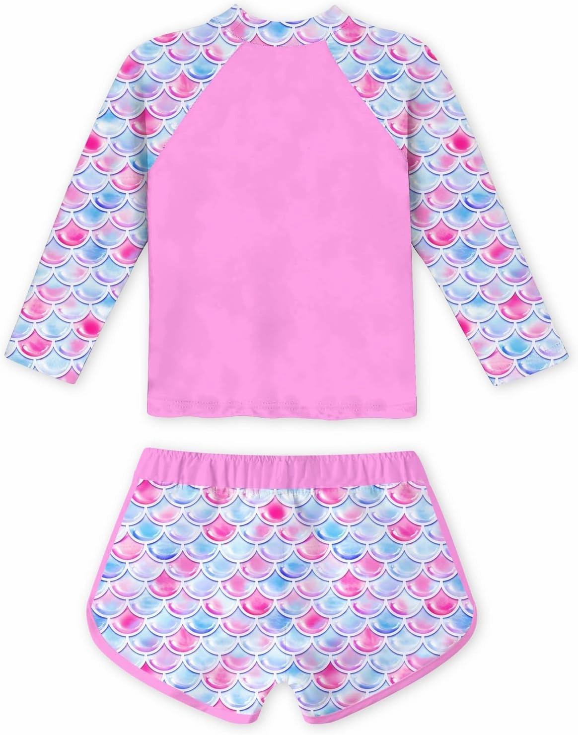 Vogseek 4-10T Girls Rashguard 2 Pieces Long Sleeve Swimsuit Swimwear with Shorts