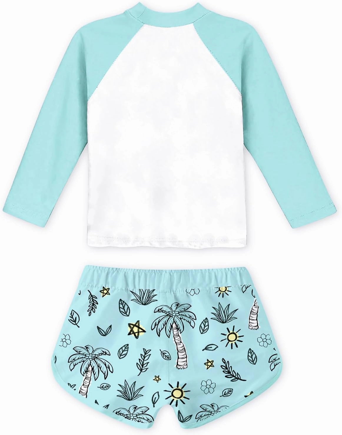 Vogseek 4-10T Girls Rashguard 2 Pieces Long Sleeve Swimsuit Swimwear with Shorts