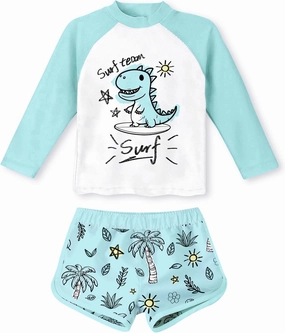 Vogseek 4-10T Girls Rashguard 2 Pieces Long Sleeve Swimsuit Swimwear with Shorts