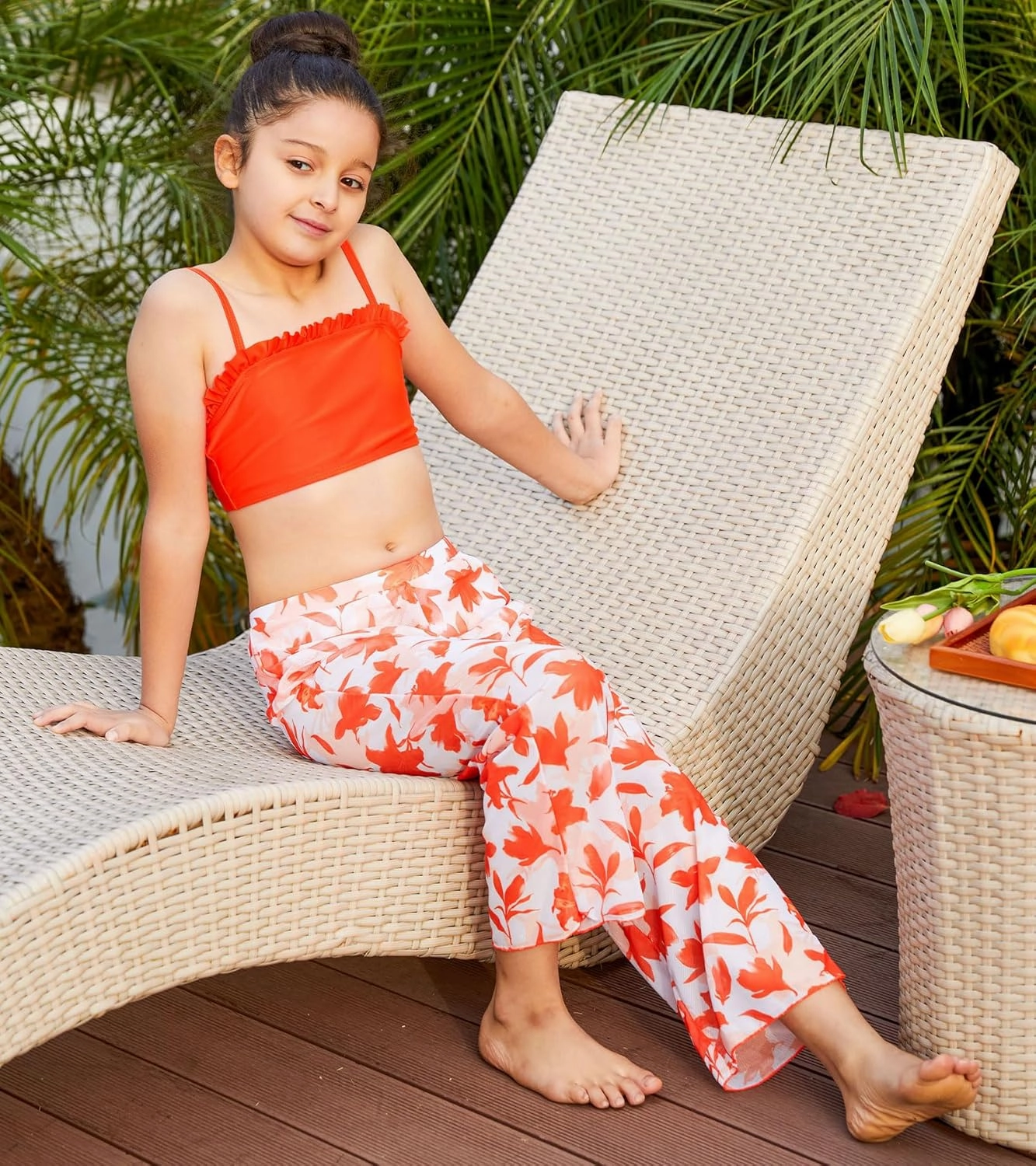 Vogseek 6-12T Girls 3 Pieces Bikini Bathing Suit with Rash Guard Pants Quick Dry Swimwear Cover-Up Sets