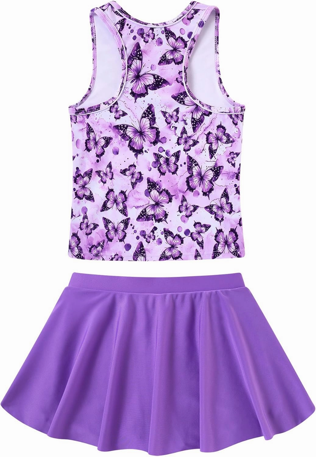 Vogseek 7-12T Girls 2-Piece Bathing Suit Sleeveless Swimsuit Tankini Sets with Shorts Skirt Swimwear
