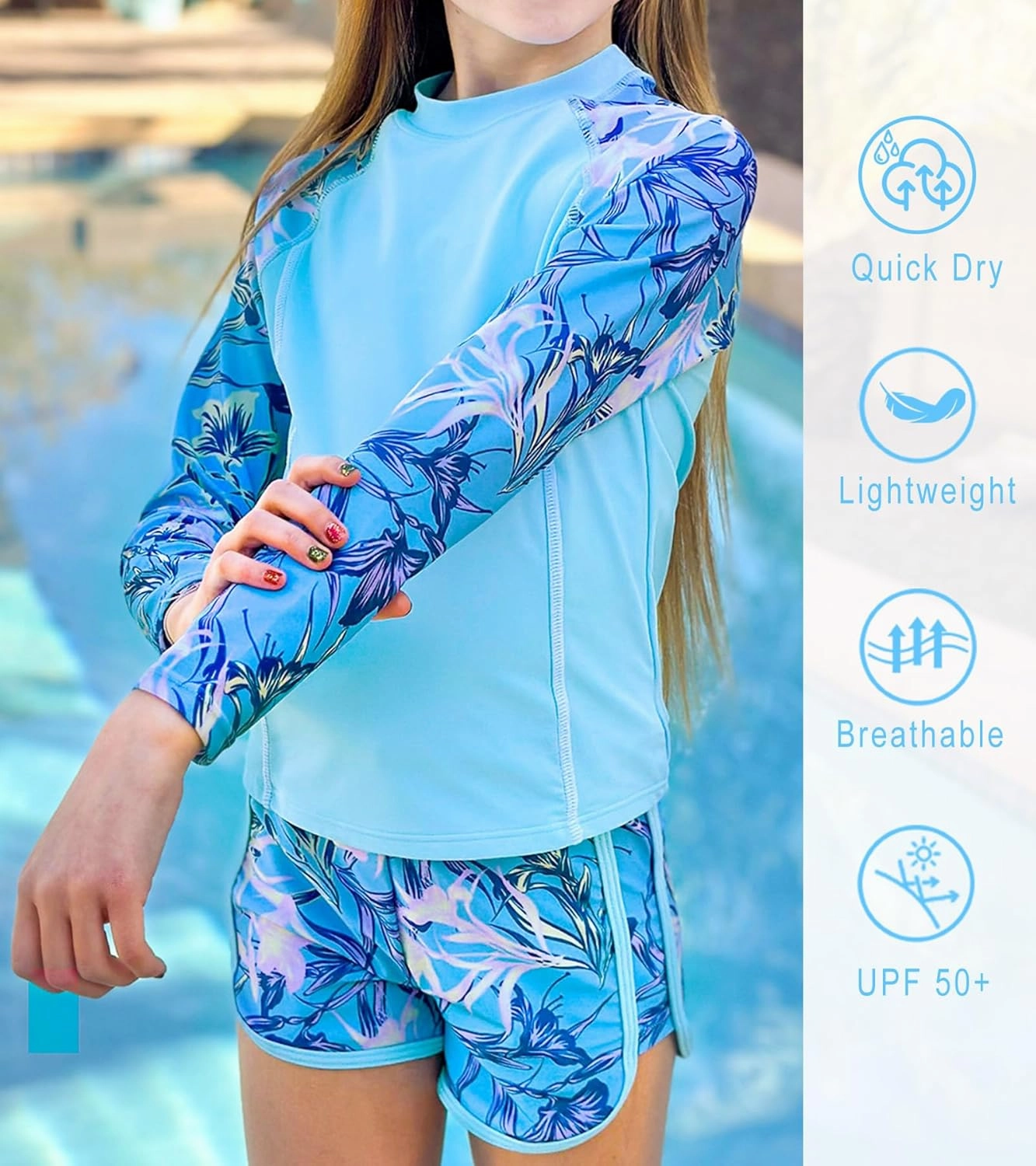 Vogseek Girls Rash Guard Swimsuits 2 Piece Bathing Suit UPF 50  Summer Swimwear Size 7-12T