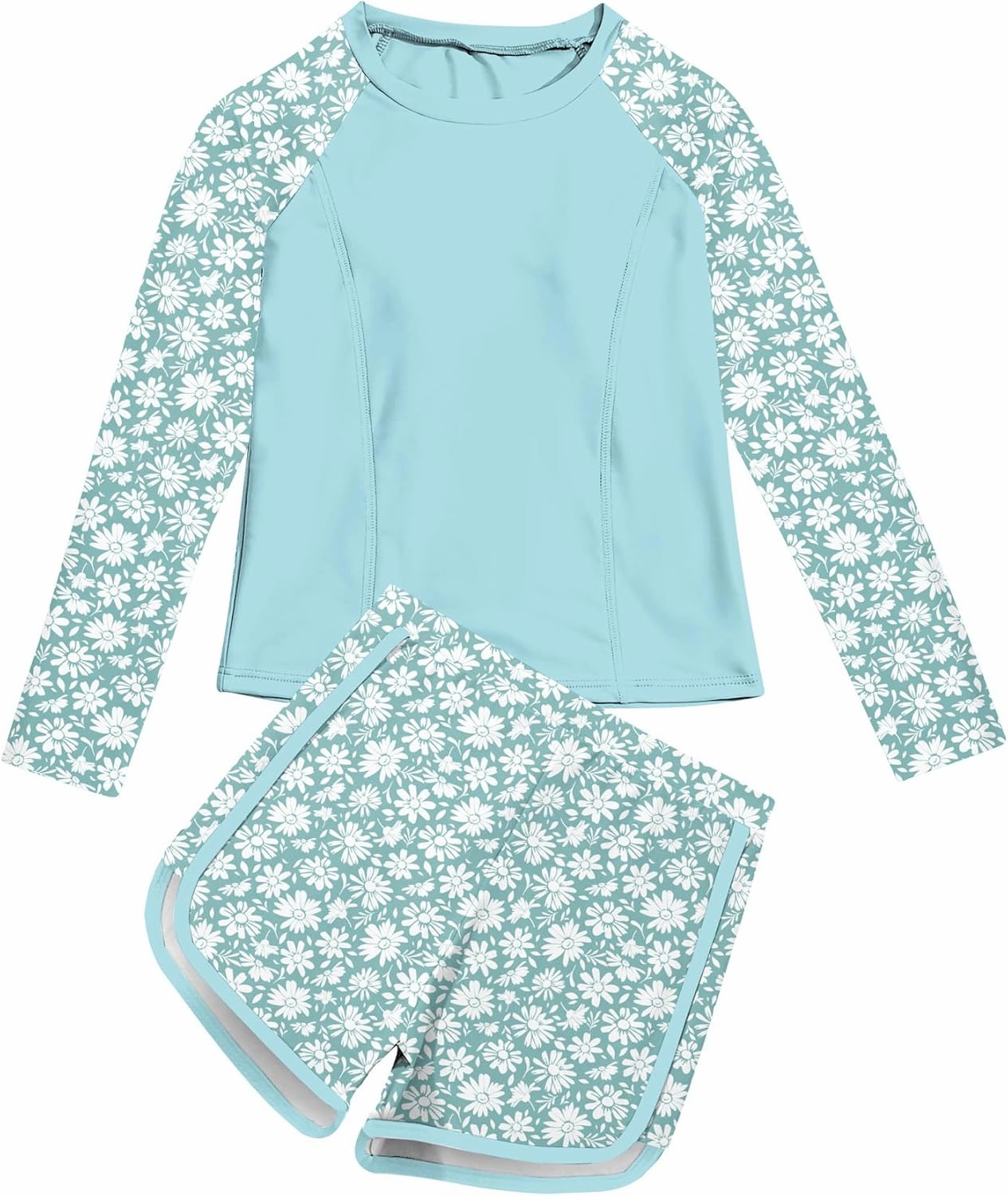 Vogseek Girls Rash Guard Swimsuits 2 Piece Bathing Suit UPF 50  Summer Swimwear Size 7-12T