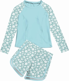 Vogseek Girls Rash Guard Swimsuits 2 Piece Bathing Suit UPF 50  Summer Swimwear Size 7-12T