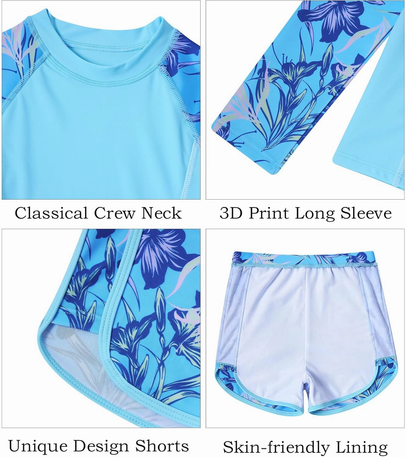 Vogseek Girls Rash Guard Swimsuits 2 Piece Bathing Suit UPF 50  Summer Swimwear Size 7-12T