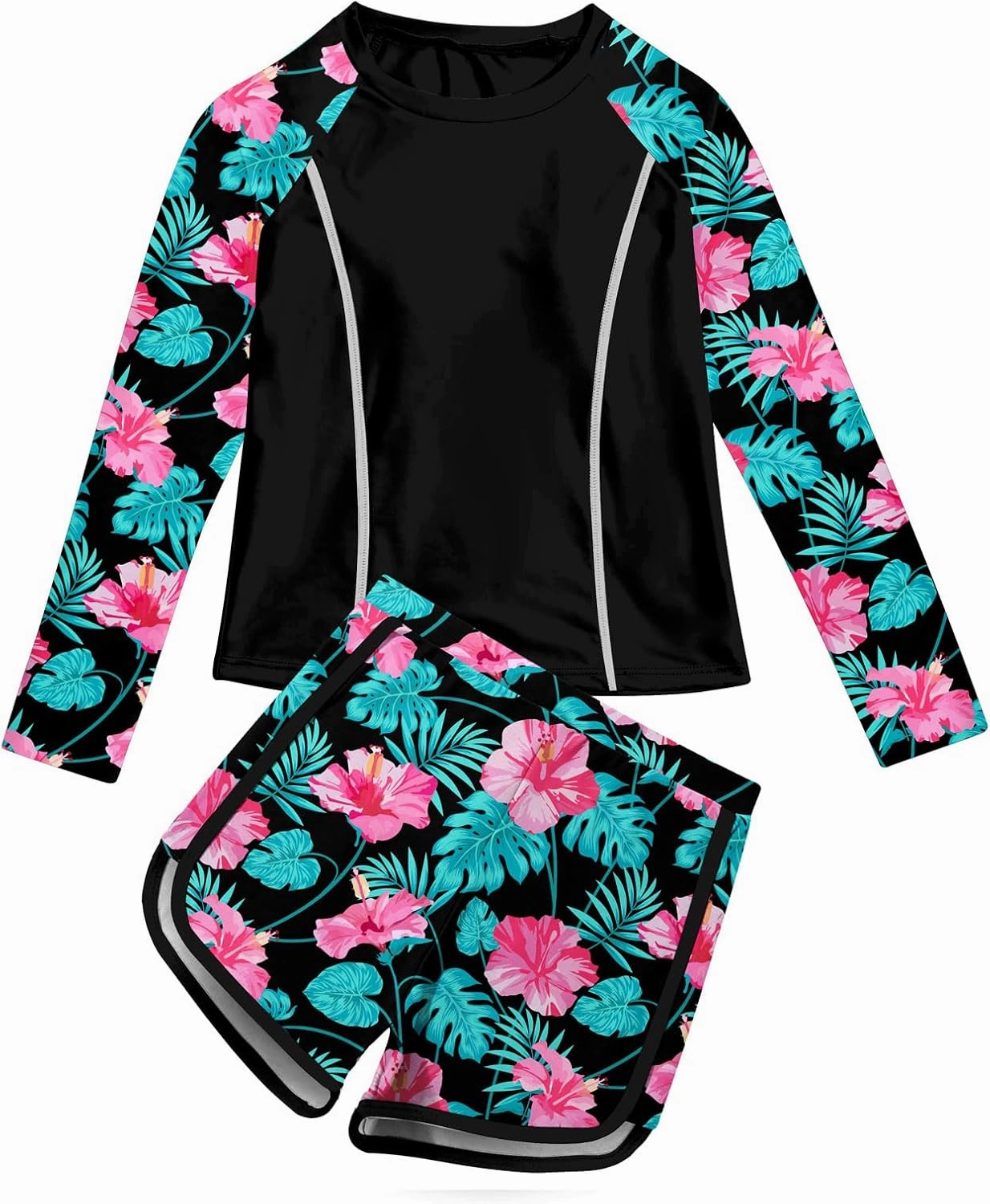 Vogseek Girls Rash Guard Swimsuits 2 Piece Bathing Suit UPF 50  Summer Swimwear Size 7-12T