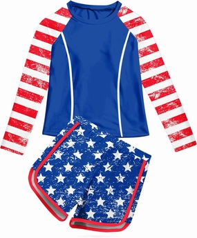 Vogseek Girls Rash Guard Swimsuits 2 Piece Bathing Suit UPF 50  Summer Swimwear Size 7-12T