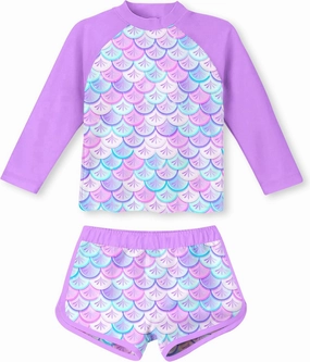 Vogseek Girls Rash Guard Two Pieces Swimsuit Long Sleeve Bathing Suit for 3-10 Years