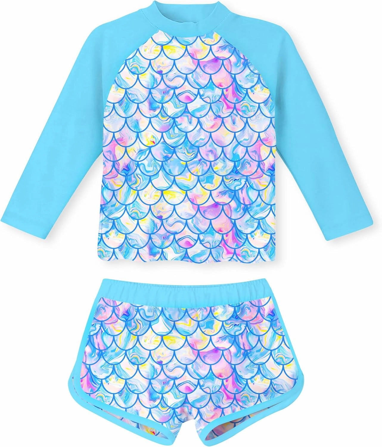 Vogseek Girls Rash Guard Two Pieces Swimsuit Long Sleeve Bathing Suit for 3-10 Years