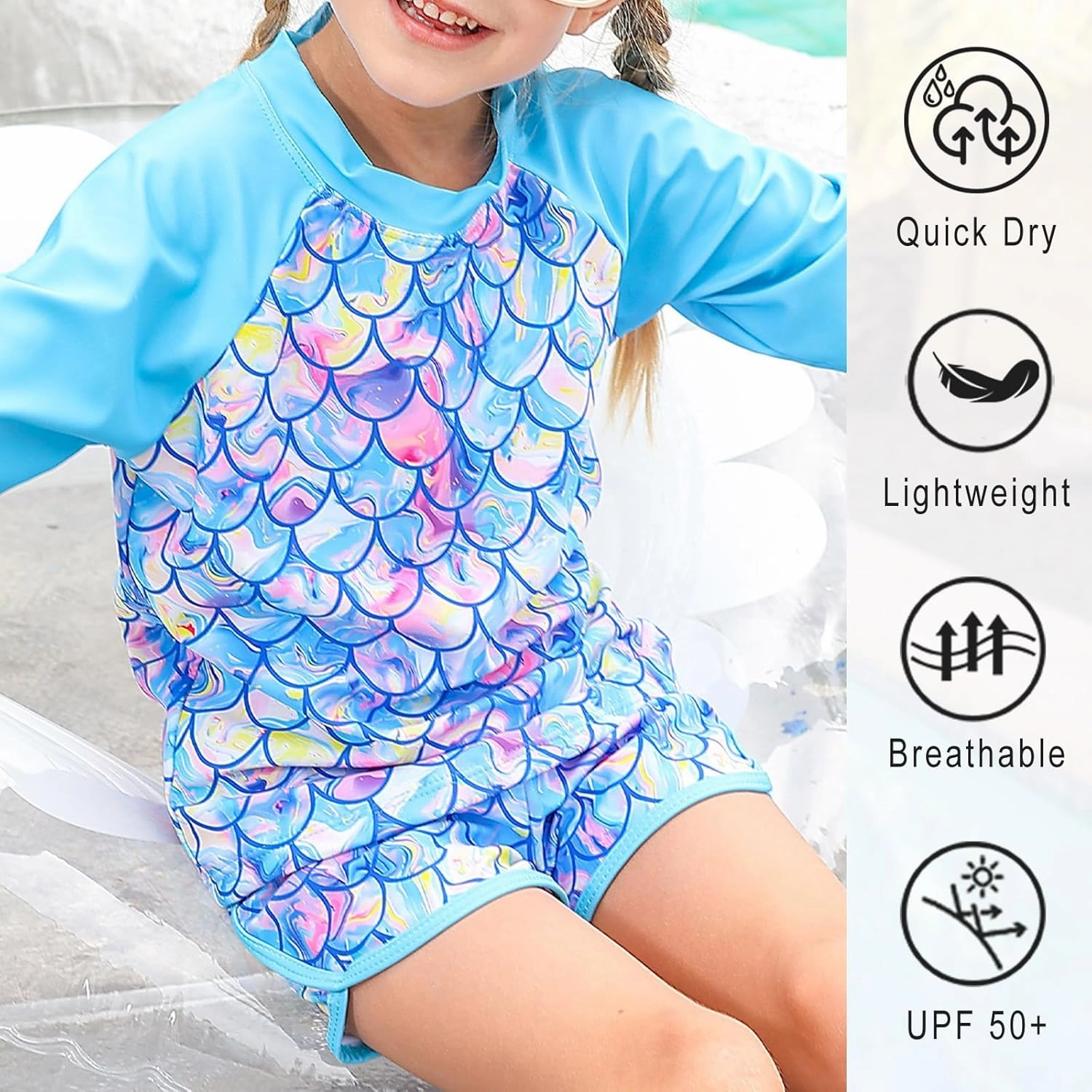 Vogseek Girls Rash Guard Two Pieces Swimsuit Long Sleeve Bathing Suit for 3-10 Years