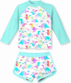 Vogseek Girls Rash Guard Two Pieces Swimsuit Long Sleeve Bathing Suit for 3-10 Years