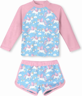 Vogseek Girls Rash Guard Two Pieces Swimsuit Long Sleeve Bathing Suit for 3-10 Years