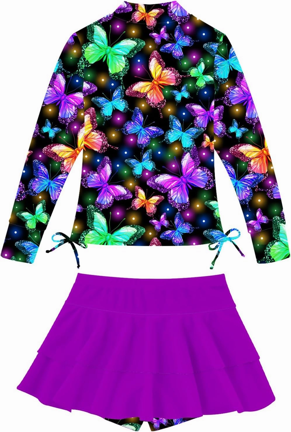 Vogseek Girls Swimsuit Two Pieces Rash Guard Bathing Suit UPF 50  Beach Swim Skirt with Shorts Swimwear 5-12T