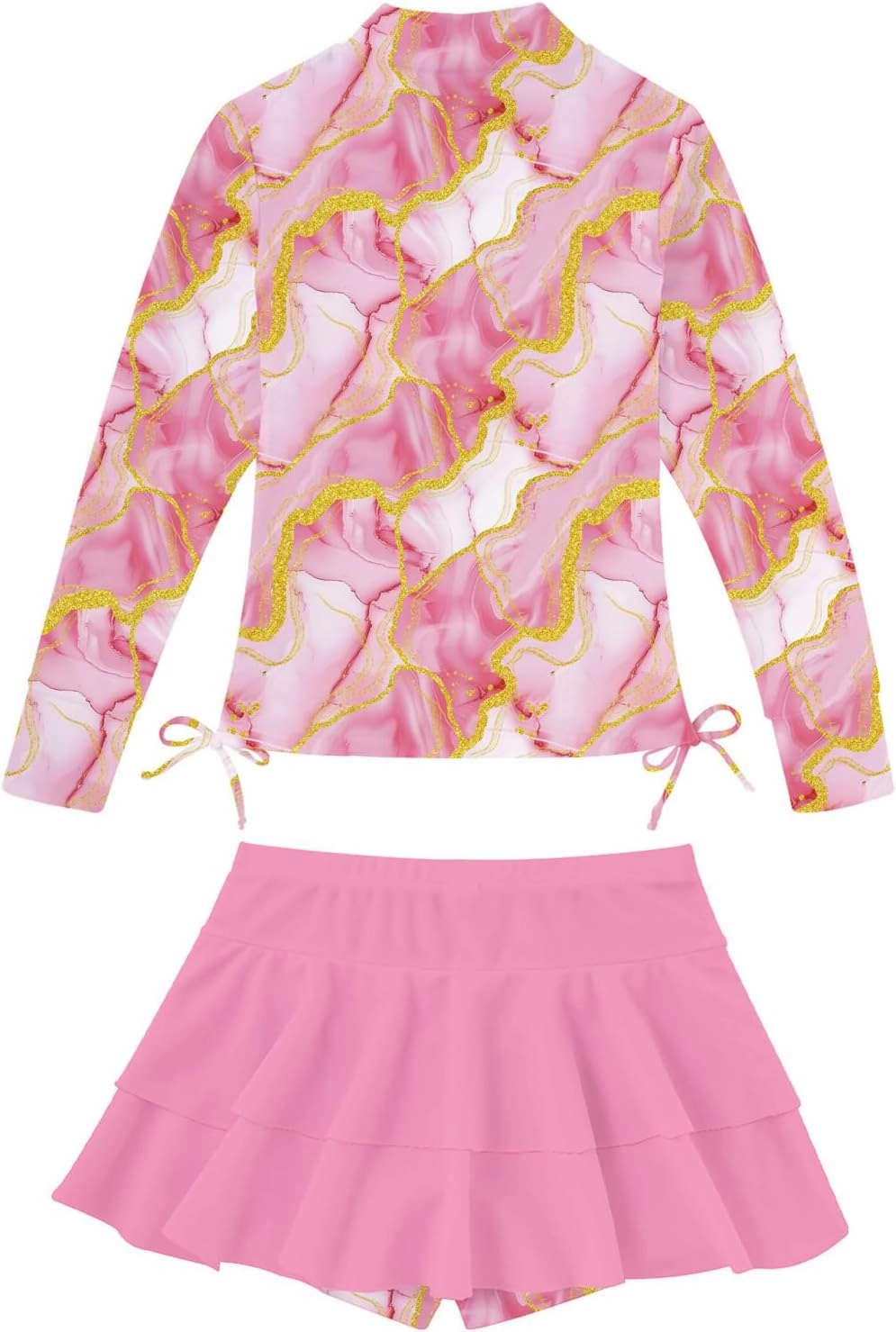 Vogseek Girls Swimsuit Two Pieces Rash Guard Bathing Suit UPF 50  Beach Swim Skirt with Shorts Swimwear 5-12T