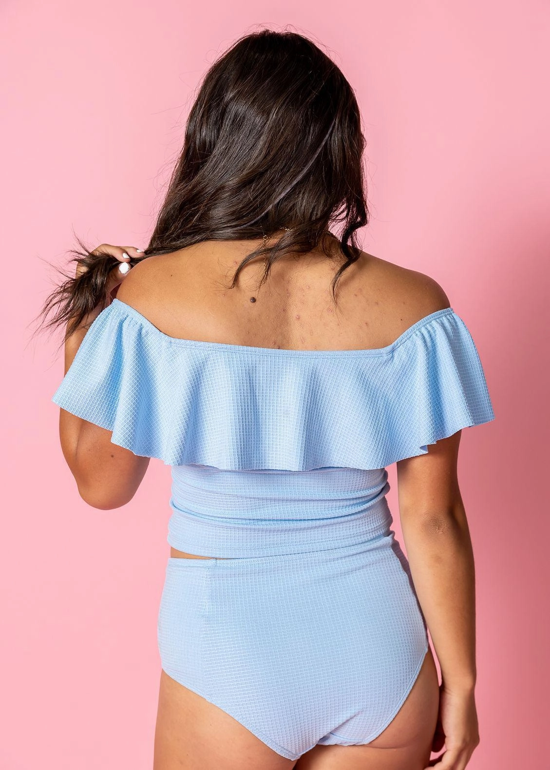 Waffled Barely Blue | Mid-Rise Bottoms
