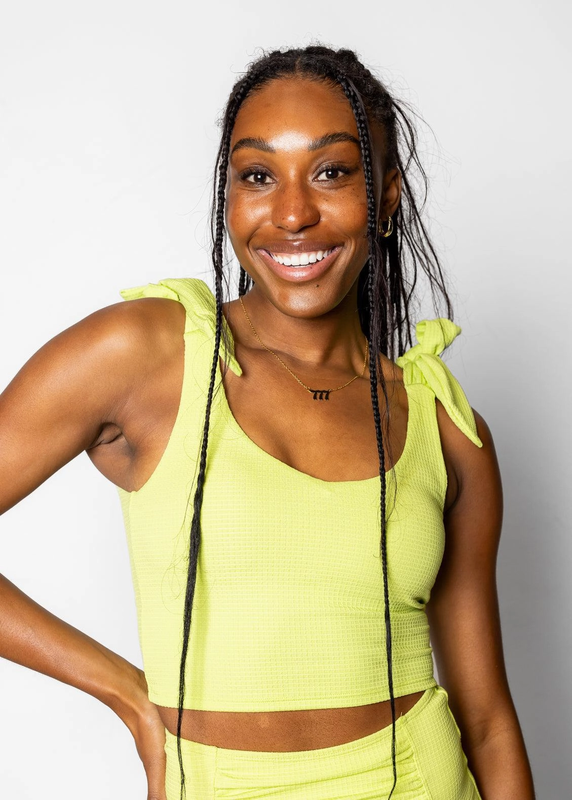 Waffled Glow Green | Knot Top