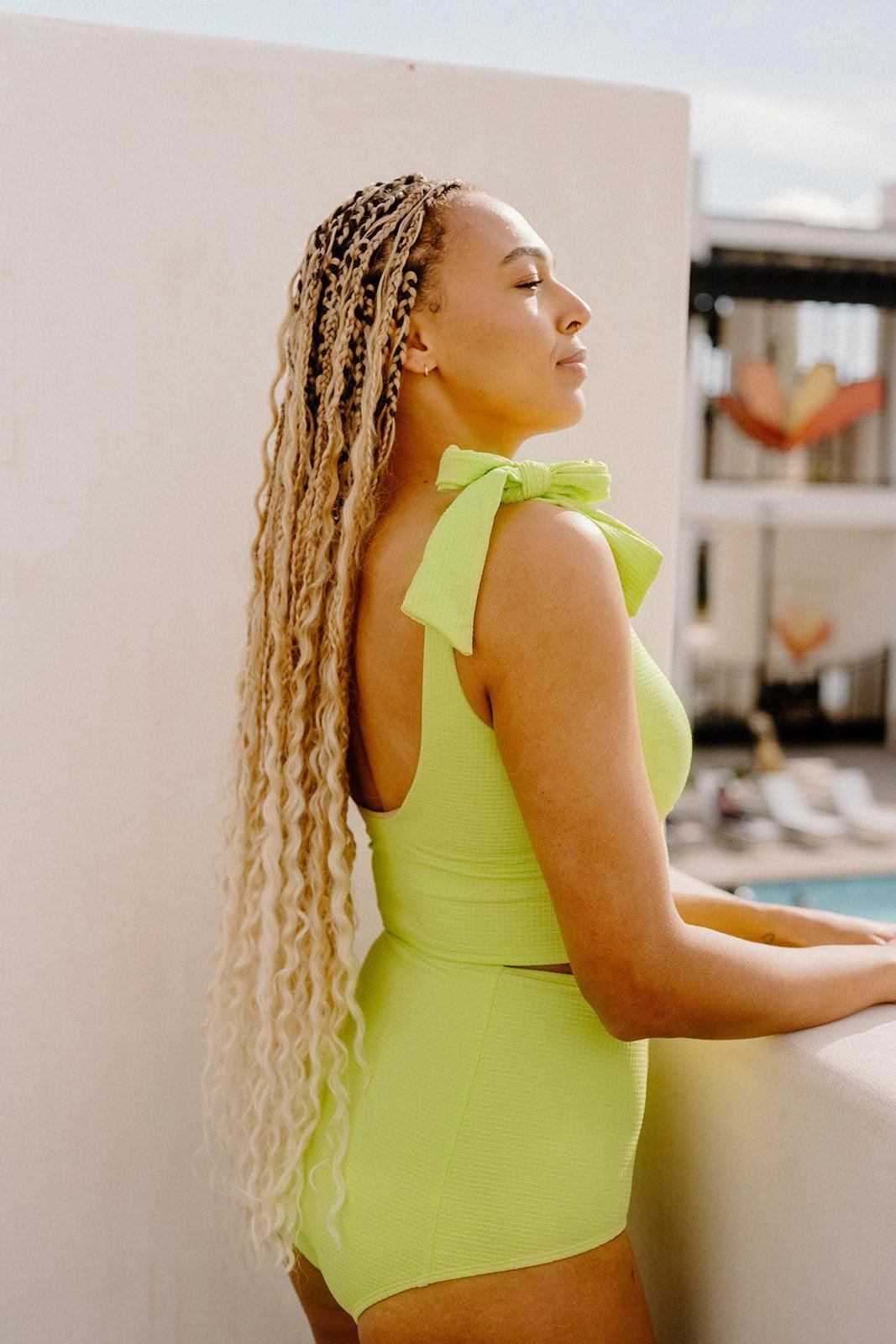 Waffled Glow Green | Knot Top