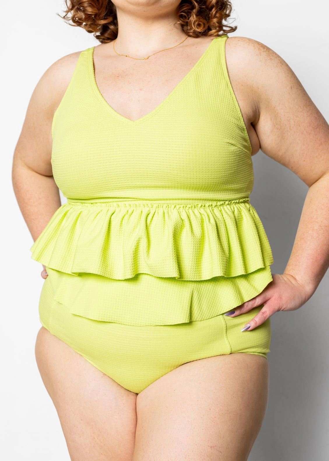Waffled Glow Green | Peplum Bottoms