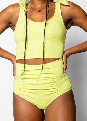 Waffled Glow Green | Ruched Bottoms 2.0